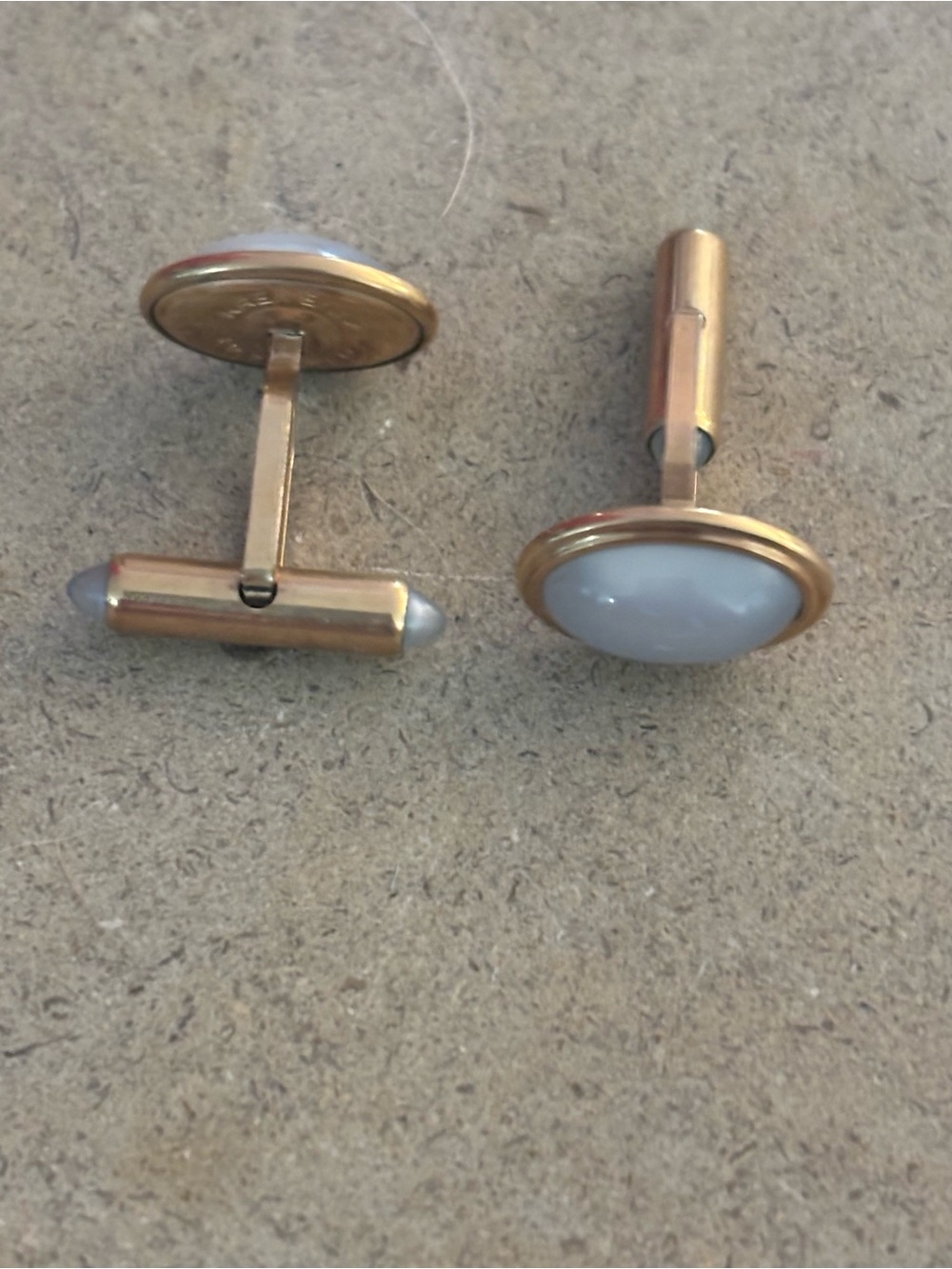 Vintage Krementz Gold-Tone Cufflinks with Faux Moonstone